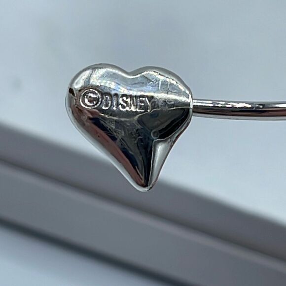 Disney silver plated heart and Micky Mouse  open front cuff bracelet. - Picture 4 of 5